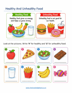 healthy and unhealthy food worksheets for kindergarten